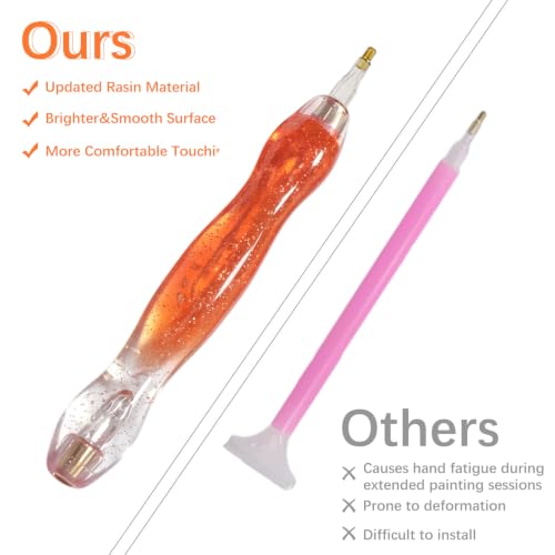 CXJINZE 9 Pcs Plastic 5D Diamond Art Pens Kit,Orange - color: Orange-9pcs
