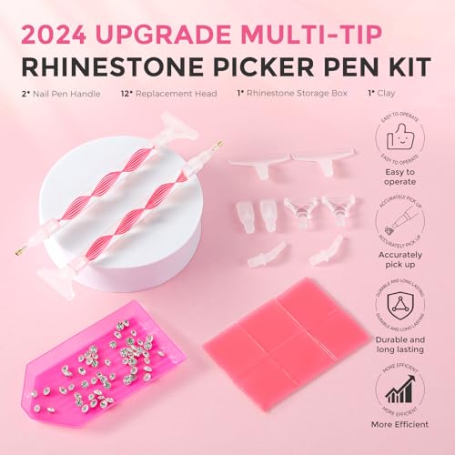 5.0 Pro Rhinestone Picker Tool Kit 16pcs, Bedazzling Pen | Diamond Art Tool - color: Red/White