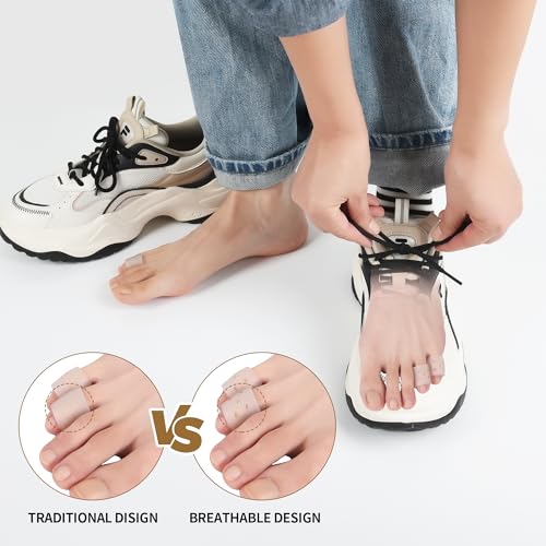 Hoogoo Pinky Toe Sleeves 10pcs with Hole, Toe Protecters Covers for Small Toe, Protect Toe from Rubbing, Ingrown Toenails, Corns, Blisters, Hammer Toes and Other Painful Toe Problems - color: Translucent(with Hole)