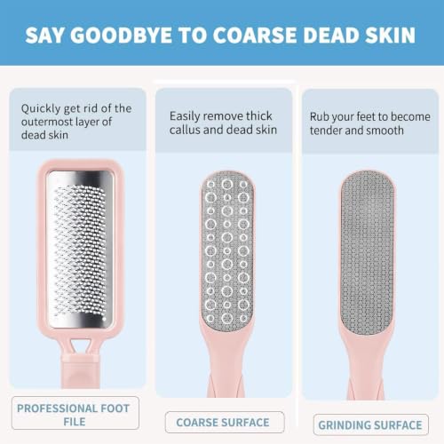 Fu Store 2 Pack Foot Files Callus Remover Foot Rasp Dual Sided Foot File - color: Pink