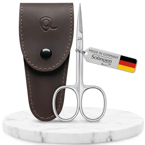 Solingen Curved Cuticle Scissors – Precision German Steel for Manicure & Pedicure, Eyebrow & Eyelash Grooming, Extra Sharp with Premium Storage Case - color: Brown Cuticle