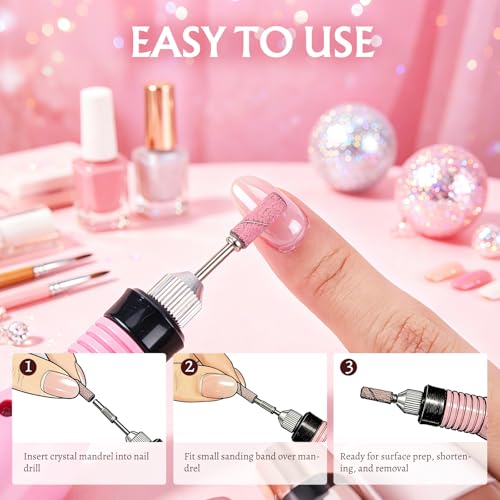 300Pcs Nail Drill Bits Sanding Bands with 2Pcs 3.1mm Mini Mandrel Bit Set - size: 300P