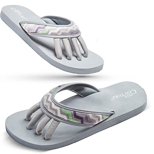 Pedi Couture Pedicure Sandals for Women with Built-In Toe Separators - color: Multicolor, size: Medium