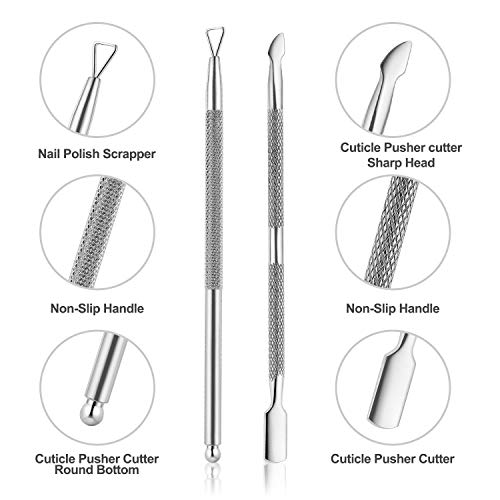YINYIN Cuticle Trimmer with Pusher and Cutter,Silver - color: Silver