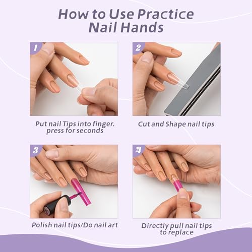 Realistic Silicone Practice Hand for Acrylic Nails, Flex Fingers - color: Color 3