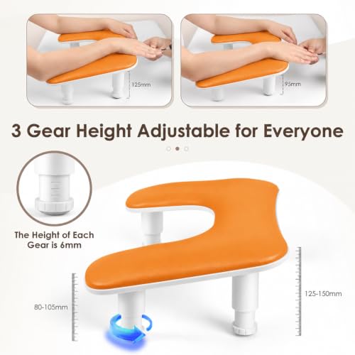 Manicure Arm Rest for Nails Tech: U-shaped Adjustable Nail Armrest - Brown PU Leather Hand Stand Rest for Manicurists - color: Brown-U2