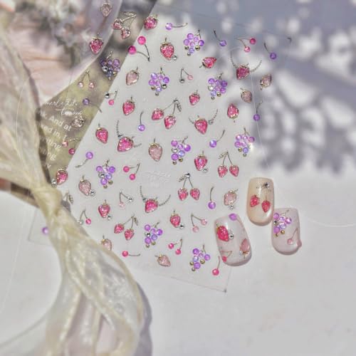 5D Embossed Nail Stickers, Premium Salon-Quality Self-Adhesive 3D Nail Art Decals, Refined Classic Designs for Easy DIY Manicure (Crystal Fruit) - color: Crystal Fruit