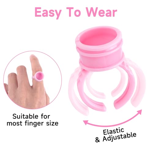 G2PLUS Glue Rings for Eyelash Extensions, 100pcs Disposable Lash Rings for Pigment, Baby Pink Eyelash Glue Holder, Makeup Plastic Glue Cup for Nail Art and Tattoo - color: Pink-M