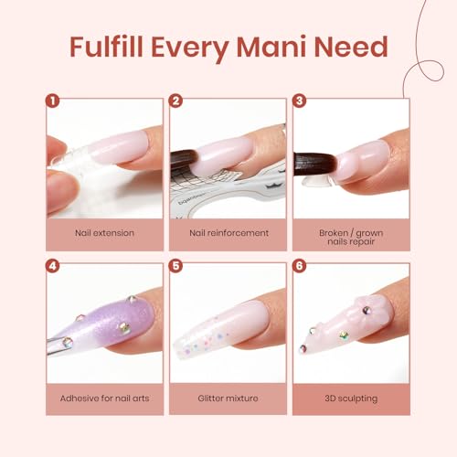 Beetles Poly Nail Extension Gel Kit, 4 Colors Poly Nail Gel - color: 0-Pink Tint Nail Strengthening