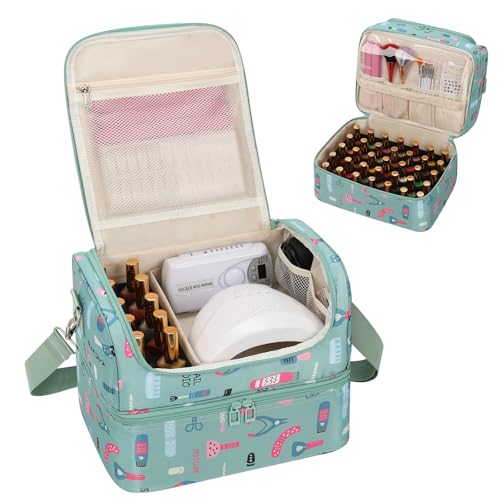CUBETASTIC Nail Polish Organizer Case, Cartoon Green, 45 Slots - color: Cartoon Green, size: 45 Slots