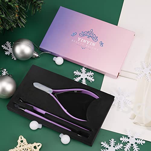 YINYIN Cuticle Trimmer with Pusher and Cutter,Cuticle Nipper,Purple - color: Purple