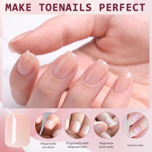 Short Pink Press on Nails Square Fake Nails Press ons Pink Glue Nails-A - color: Nude Pink