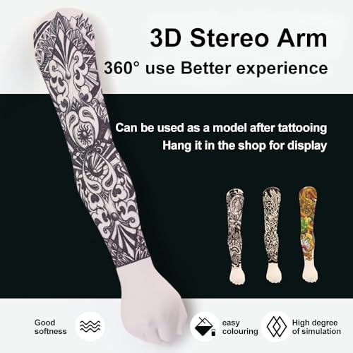 2 MM Professional Silicone Tattoo Practice Arm-Realistic Fake Skin,1:1 Simulation Arm, Store Decoration, for Tattoo Beginners and Artists(WHITE)