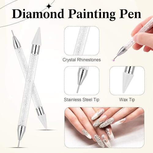 Tatuo Rhinestone Picker Tool Bedazzling Pen Dual Head, White - color: White