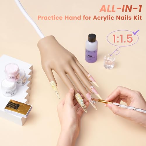 Practice Nail Hand with Acrylic Nail Kit for Beginners Practice Extensions - color: White- Silicone Nail Hand Kit