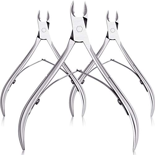 Mudder 3 Pcs Cuticle Trimmer Nipper Stainless Steel Nail Scissor, Silver - color: Silver