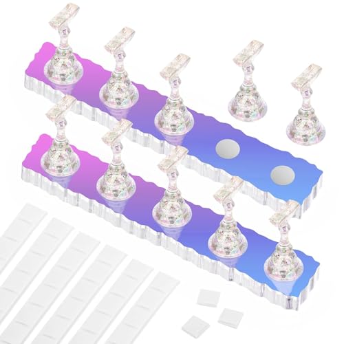 Nail Stand Acrylic Nail Art Display Stand Magnetic Nail Tips Practice Holder 54 Pcs Reusable Adhesive Putty for DIY Painting Nails Stand kit (Aurora) - color: Aurora