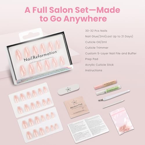 Nail Reformation Press On Nails, Milk Dots | Polka Dot Short Almond 32 Pcs - color: Milk Dots