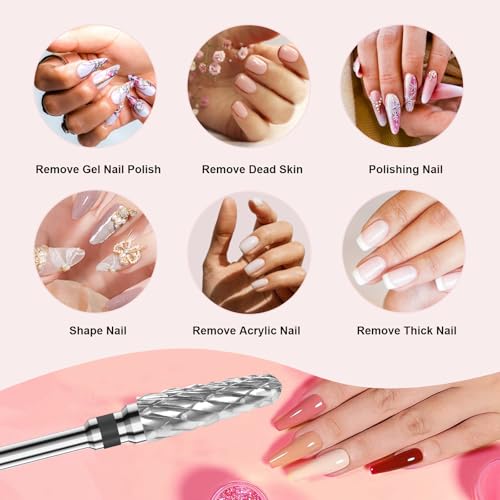 3/32" 2PCS Clean Cone Carbide Cuticle Cleaner Bit for Nail Prep & Cleaning - color: 008 Silver, size: XC