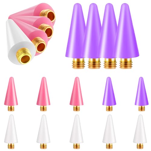 18PCS Wax Replacement Head Tips, Wax Pencil Tips Rhinestone Picker Replacement Tip Rhinestone Picker for Nail Dotting(Pink, White, Purple)