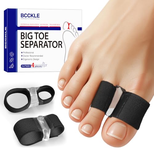 BCCKLE Big Toe Separators, 2-Loop Soft Gel Toe Spacers, 3 Sizes, Washable (Black, L:Men 9.5-14/WOMEN 11.5-14) - color: Black, size: L:MEN 9.5-14/WOMEN 11.5-14