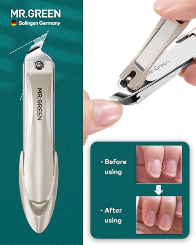 MR.GREEN 4Pcs Nail Clipper Set, Anti-Splash Excellent Quality Nail Cutters - color: Apricot