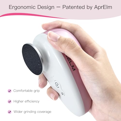 APRELM Rechargeable Electric Foot Callus Remover with 3-Sizes 120Pcs Sandpapers, Professional 1000RPM Electric Foot File with Organizer, Pedicure Tools Gifts for Women Men (E5 Pink-White) - color: Pink-white