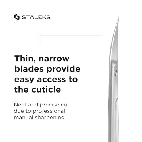 STALEKS PRO Expert 11 Left-Handed Cuticle Scissors, 25 mm Curved Blades - size: L