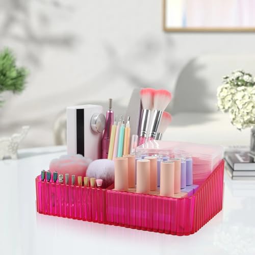 Nail Drill Holder, 10 Holes Nail Drill Machine & Bits Storage Box - color: Rose