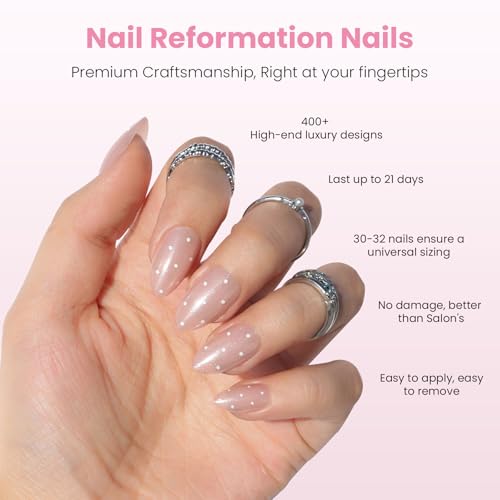 Nail Reformation Press On Nails, Milk Dots | Polka Dot Short Almond 32 Pcs - color: Milk Dots