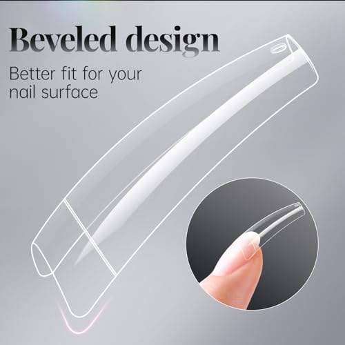 krofaue 504PCS Clear Fake Nails - Half Cover French Nail Tips - color: Clear French Half Cover