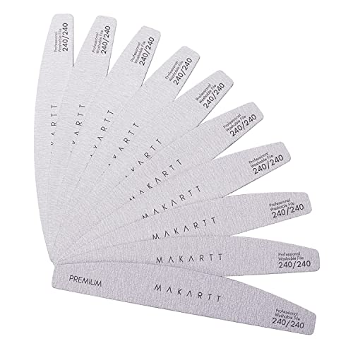 Makartt 240/240 Grit Nail Files, 10PCS Zebra Emery Boards for Natural Nails - size: 240/240 Grit