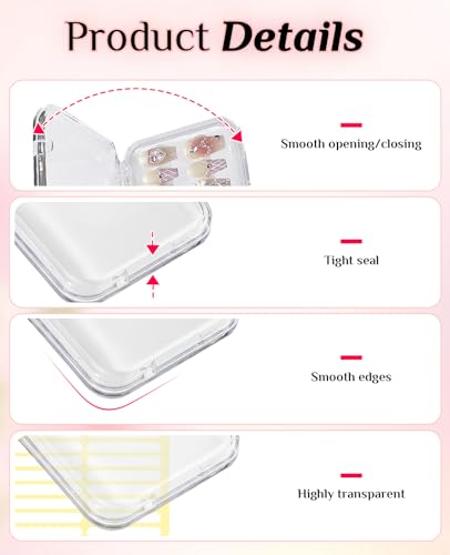 16PCS Press on Nail Boxes, Nail Cases for Press Ons with Adhesive Double Sided Tape