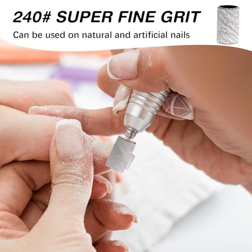 Sanding Bands for Nail Drill 240 Grit Extreme Fine 200Pcs Zebra Professional Nail Sanding Bands and 2Pcs Nail Drill Bits for Manicures and Pedicure - color: zebra, size: 240 grit