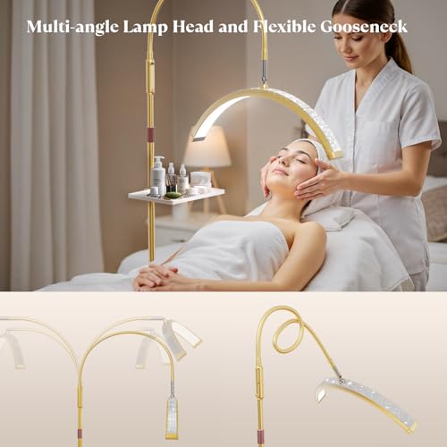 Mznoo Lash Light, 23IN Bling Diamond Half Moon Light with Tool Tray, Gold - color: Gold