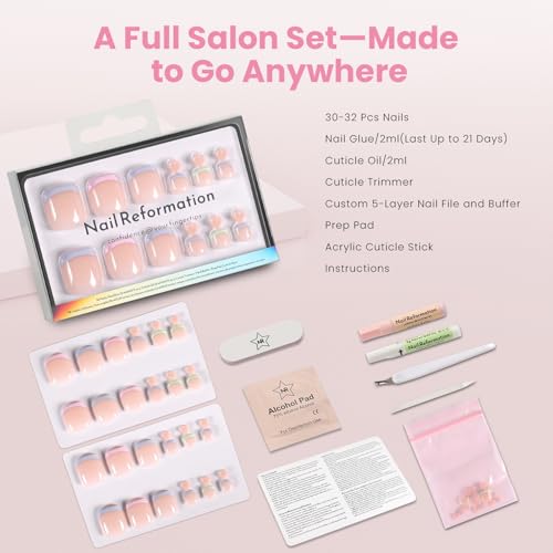 Nail Reformation Press On Toenails Natural Nude Short Square Fake Toe Nails - color: Pastel Sky