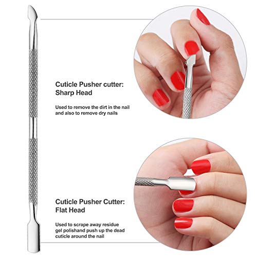 YINYIN Cuticle Trimmer with Pusher and Cutter,Silver - color: Silver
