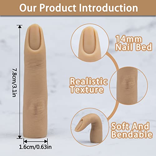 Silicone Practice Fingers for Acrylic Nails, Bendable Nail Training Finger Soft Silicone Fake Finger to Practice Fake Nails, Flexible Nail Practice Fingers Hand for DIY Nails - color: 3# Silicone Finger
