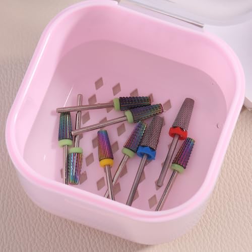 Nail Tool Sterilizer Box, Portable Soaking Box for Nail Drill Bits, Pink - color: Pink