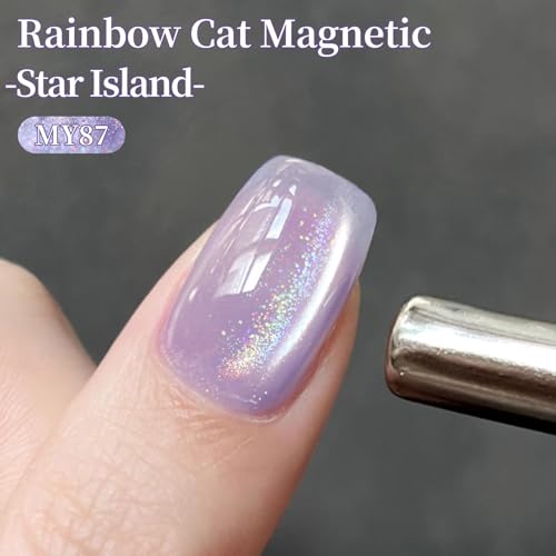 BORN PRETTY Purple Cat Magnetic Eye Gel Nail Polish Rainbow - color: Star Island