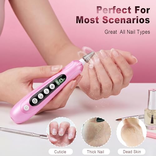 Electric Nail File Drill, 3000MAH Cordless Electric Nail Drill, Rose Pink