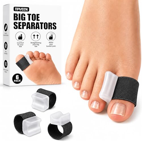 6 Pack Gel Toe Separators for Overlapping Toes, Big Toe Spacers,3 Size - color: Black, size: LARGE: WOMEN(10.5-15)/MEM(9-14)
