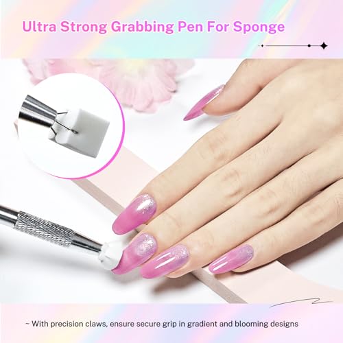 JODSONE 100PCS Soft Nail Sponges for Ombre Gel Polish Pat Gel Brushes