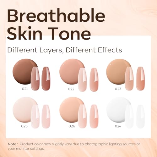 modelones Gel Polish Builder Nail Set, Base Colors 8-in-One Jelly Caramel - color: Builder Warm Sheer Nude Translucent