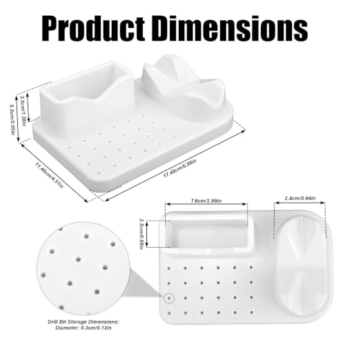 Penitue Nail Drill Holder with 24 Holes Bit Organizer Stand, 17.48x11.46x5.2cm/6.88x4.51x2.05in Compact Nail Art Drill Bit Desktop Storage Holder for Home & Professional Salons Use