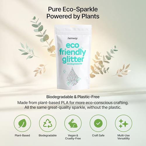 Hemway Biodegradable Glitter Silver Holographic 3.5oz Eco Friendly Fine - color: Silver Holographic, size: Fine (1/64" 0.015" 0.4mm)