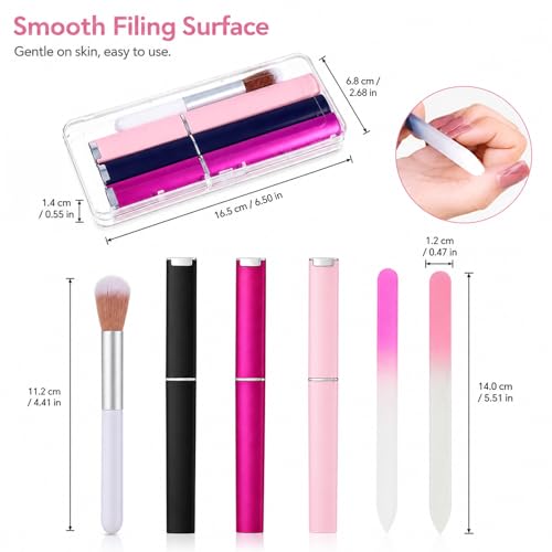 3 Pack Glass Nail Files and Nailbrush, Glass Fingernail Files