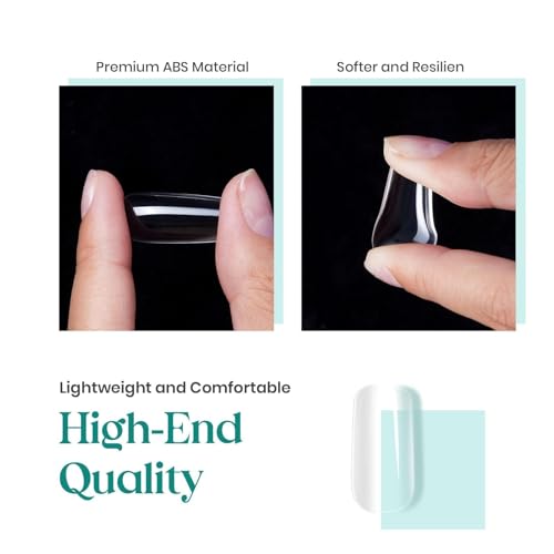 Beetles Medium Square Nail Tips, 500Pcs Nail Kit Medium Square - color: Medium Square 500pcs (Clear)