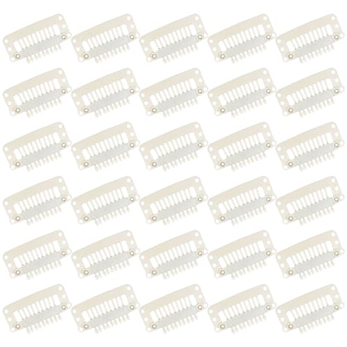 WILLBOND 30 Pcs Wig Clips Hair Extensions, 9-Teeth 32 Mm, Beige White - color: Beige White