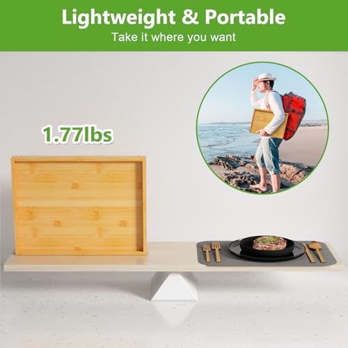 Youpehom Bamboo Bed Tray Tables with Folding Legs, Medium, 4-Pack, Bamboo - color: Bamboo-4 Pack, size: Medium